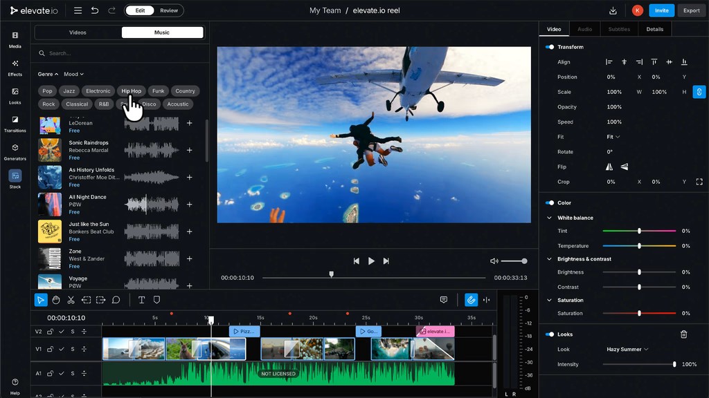 שילוב מאגר סאונד בתוכנת העריכה Elevate.io